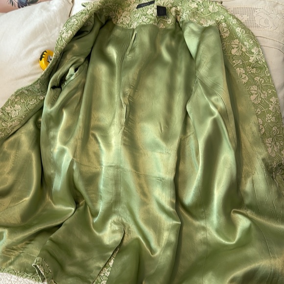 Liz Claiborne size 16 lime green embossed white flowers leaf’s Vtg coat jacket - Picture 5 of 14